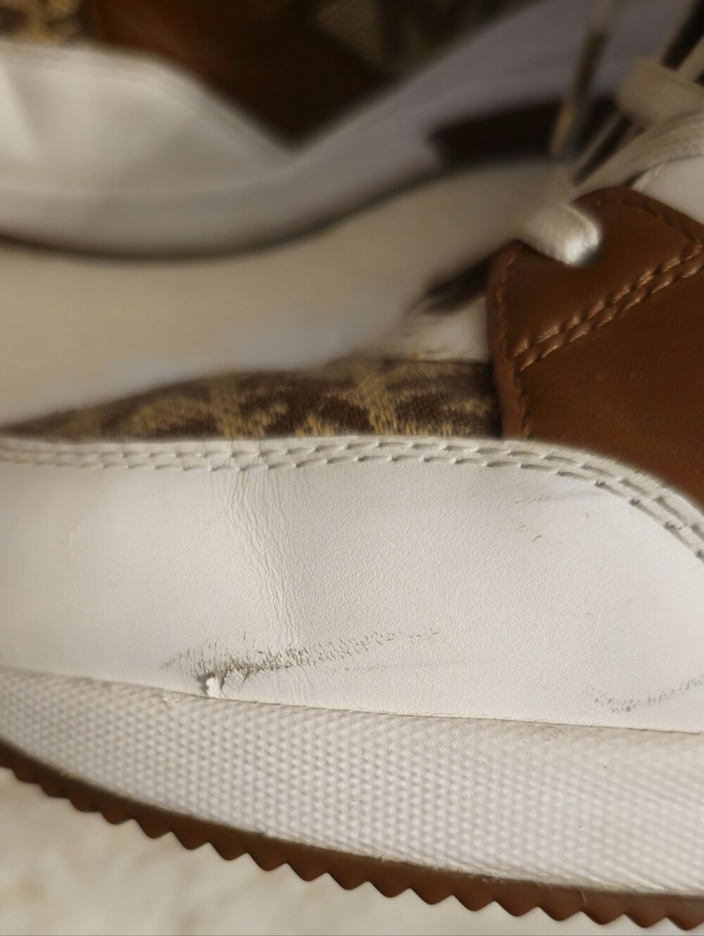 Michael Kors Brown & White MK Logo Wedge Sneakers - Picture 6 of 9